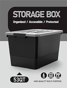 Amazon.com - WYT 53 Quart Stackable Plastic Storage Bins with Grey